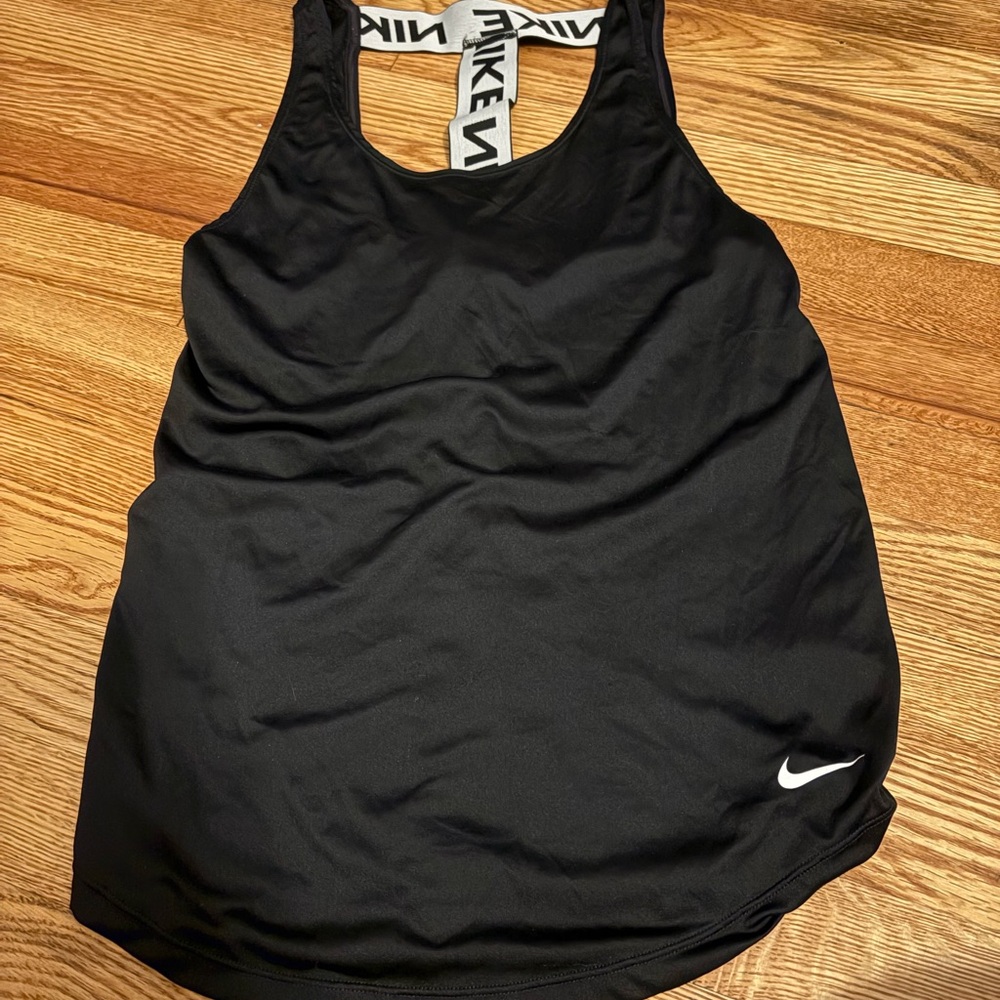 Nike Women's Black Tank Top with White Accents